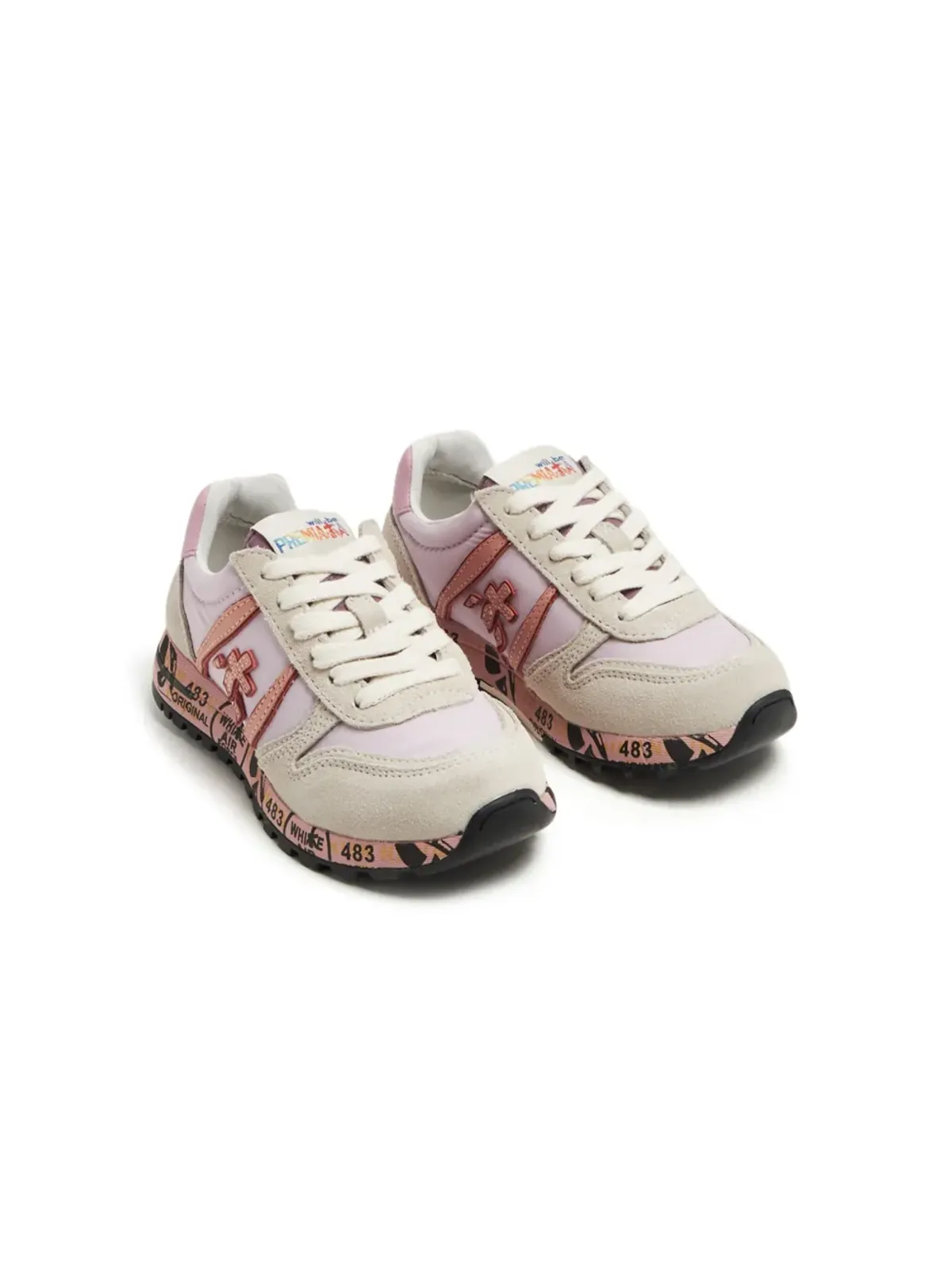 Premiata Kids スカイパネルドスエードスニーカー ピンク - 画像2