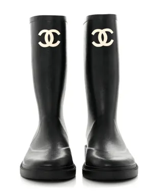 CHANEL ビンテージ CCロゴ レインブーツ ブラック - サムネイル2