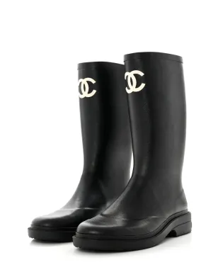 CHANEL ビンテージ CCロゴ レインブーツ ブラック - サムネイル3