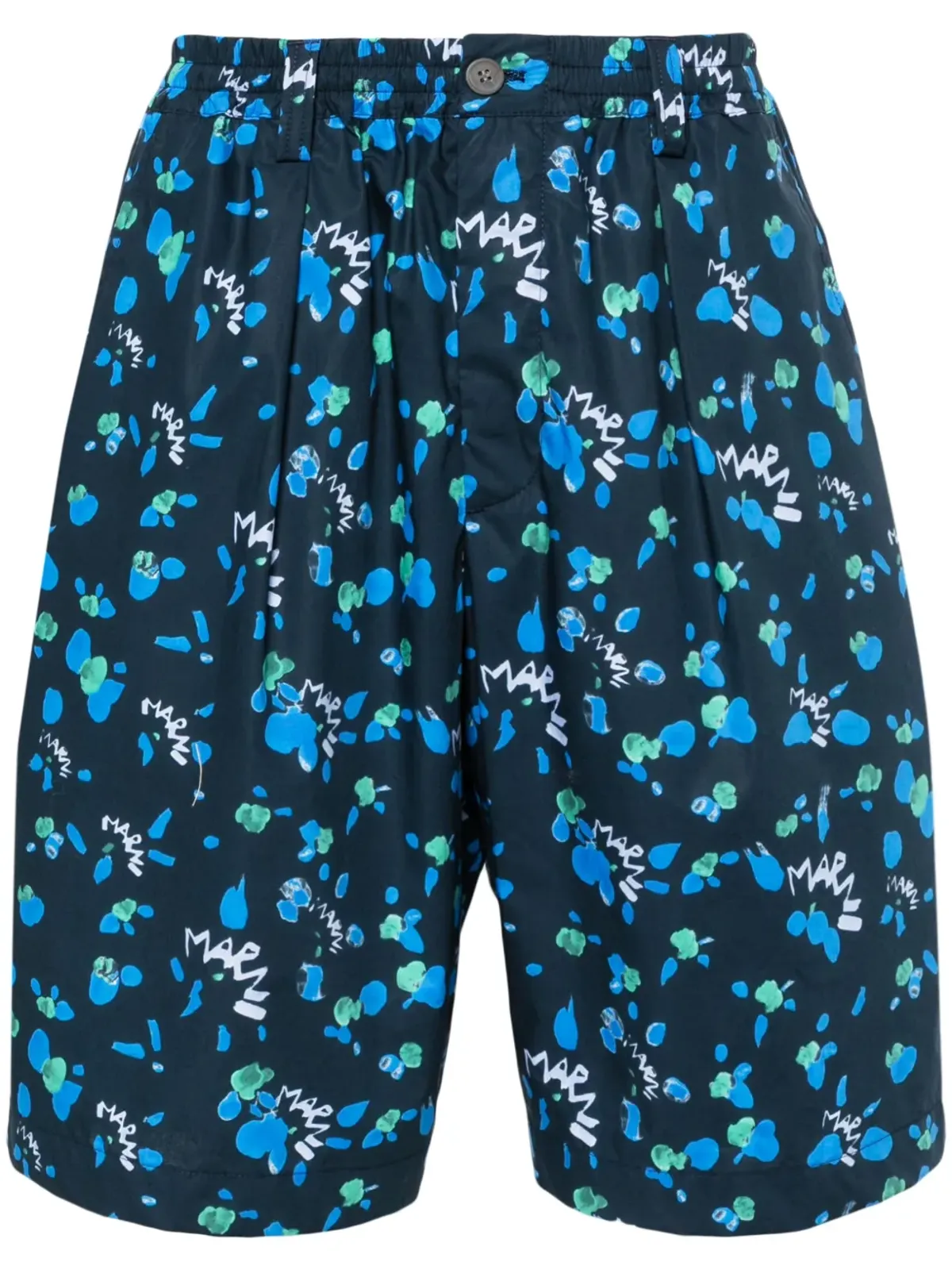 Marni デッキショーツ ドリッピングアブストラクトプリント - ブルー - 画像1
