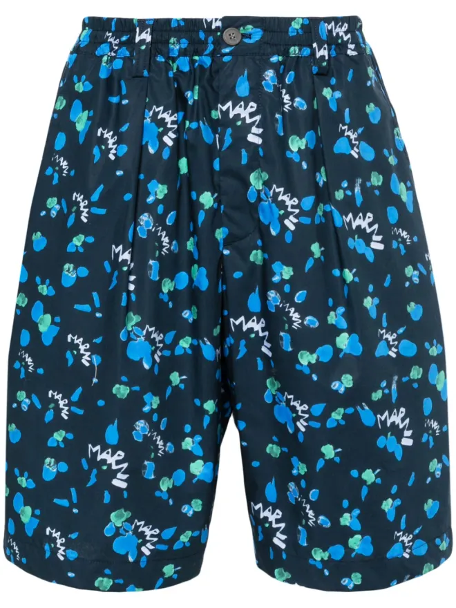 Marni Marni デッキショーツ ドリッピングアブストラクトプリント - ブルーの商品画像