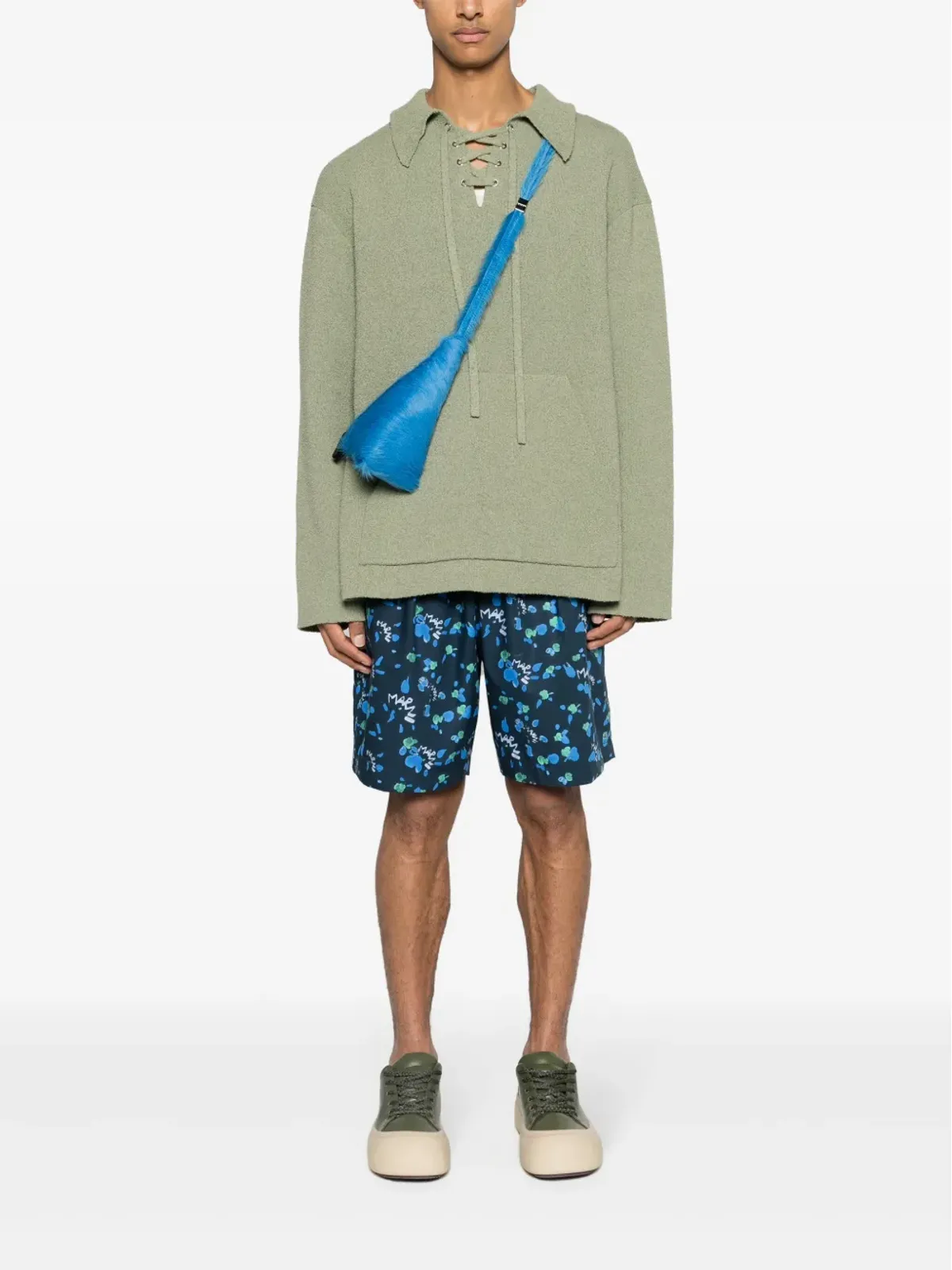 Marni デッキショーツ ドリッピングアブストラクトプリント - ブルー - 画像2