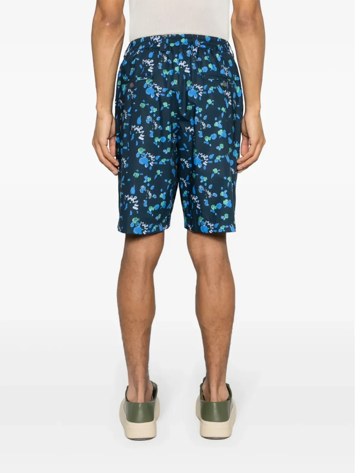 Marni デッキショーツ ドリッピングアブストラクトプリント - ブルー - 画像4