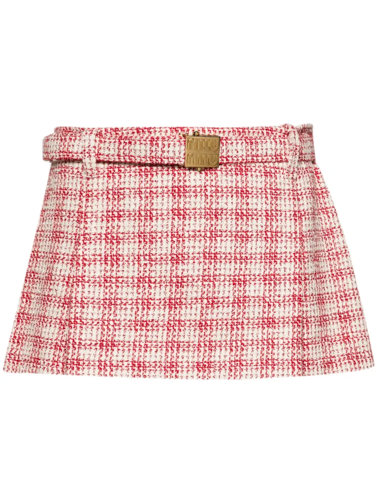 Miu Miu ベルト付き Aライン ツイード ミニスカート - 画像1