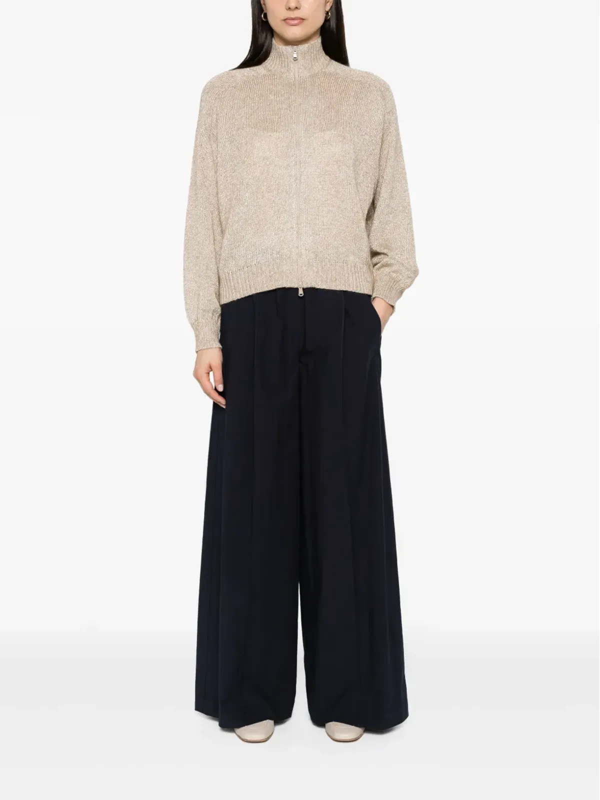 Brunello Cucinelli ポプリン地のワイドパンツ ブルー - 画像2