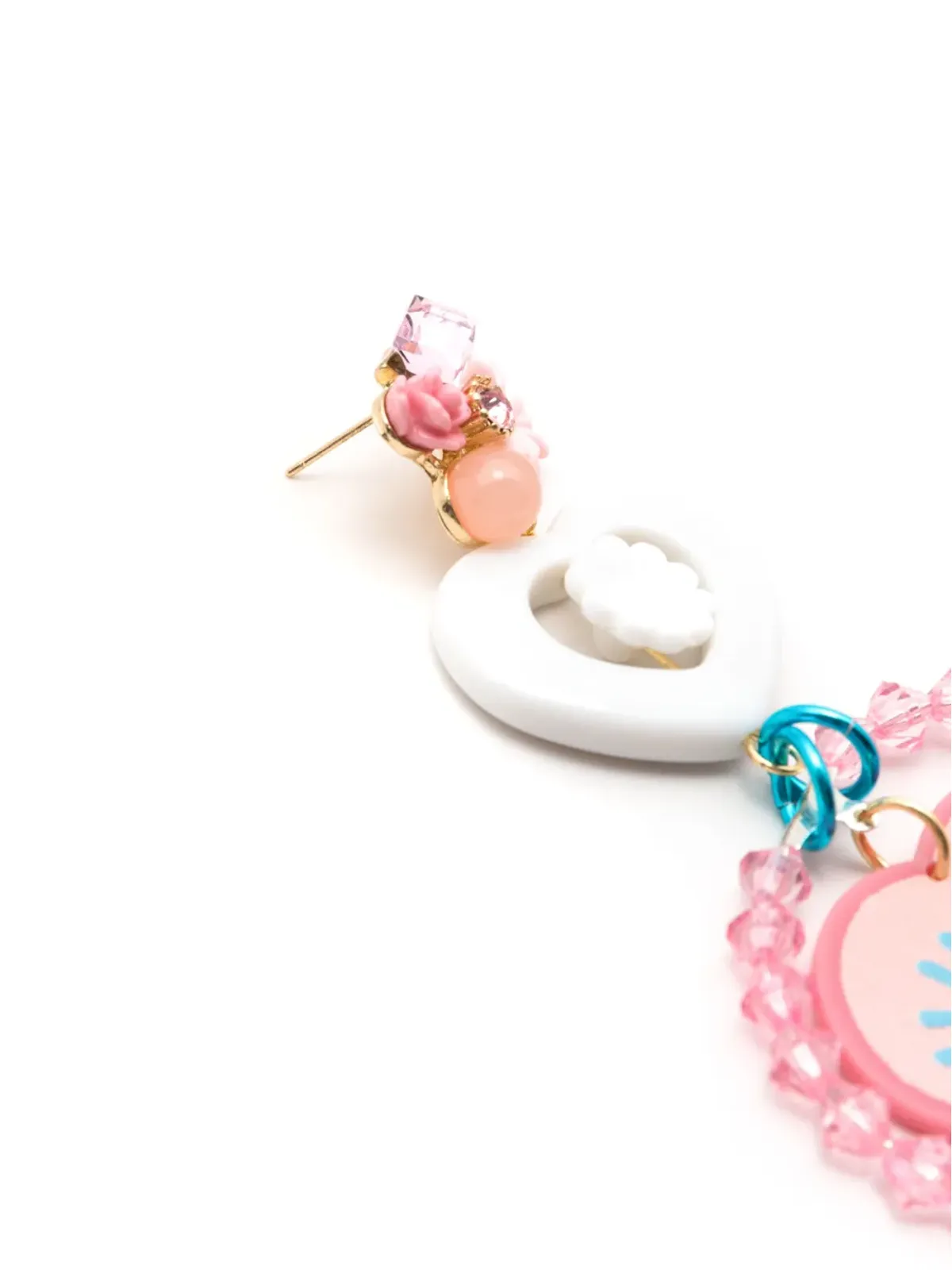 Amir Slama ハートチャーム・アイモチーフ・ドロップピアス ピンク - 画像3