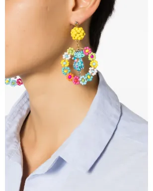 Amir Slama 花と猫モチーフのドロップピアス - サムネイル2