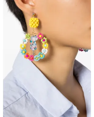 Amir Slama 花と猫モチーフのドロップピアス - サムネイル3