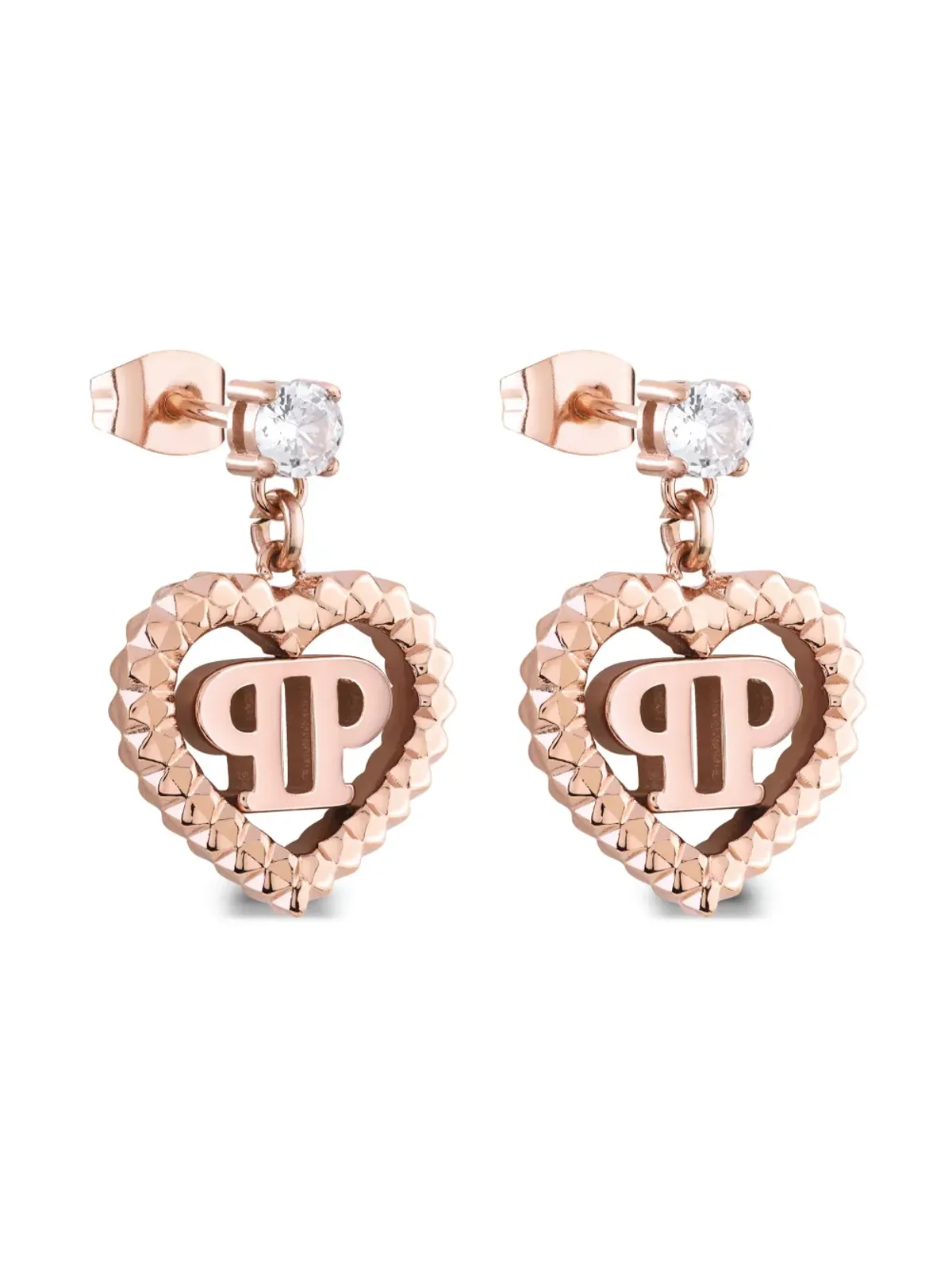 Philipp Plein ロックドハーツ ペンダントピアス - ピンク - 画像3