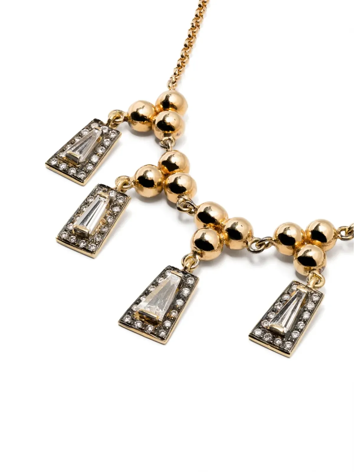LEANDRA 18K イエローゴールド テーパー5 ダイヤモンド ネックレス - 画像4