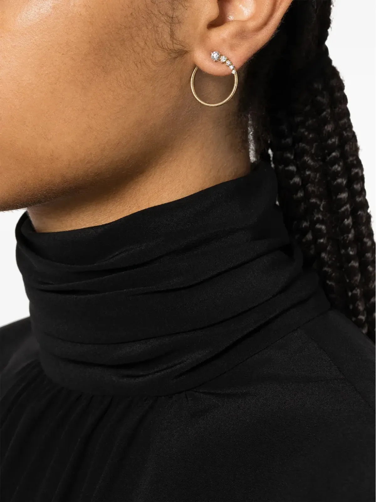 LEANDRA 18K イエローゴールド カボ・ルエダ ダイヤモンド イヤリング - 画像2