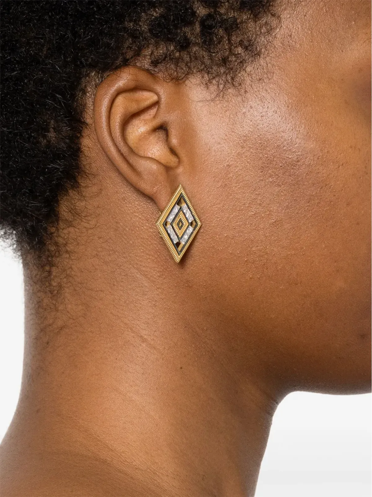 LEANDRA 18Kイエローゴールド カボ・ロンボ ダイヤモンド ピアス - 画像2