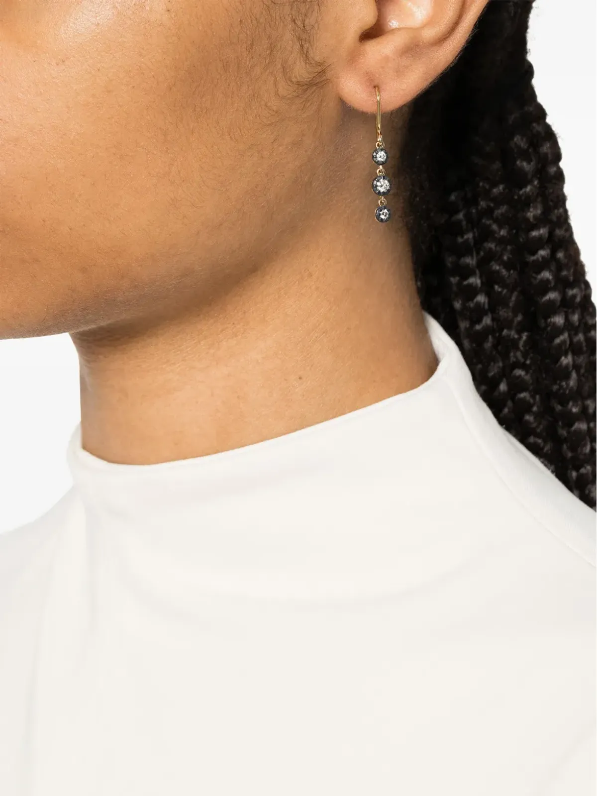 LEANDRA 18ktイエローゴールド ダイヤモンド フックピアス - 画像2