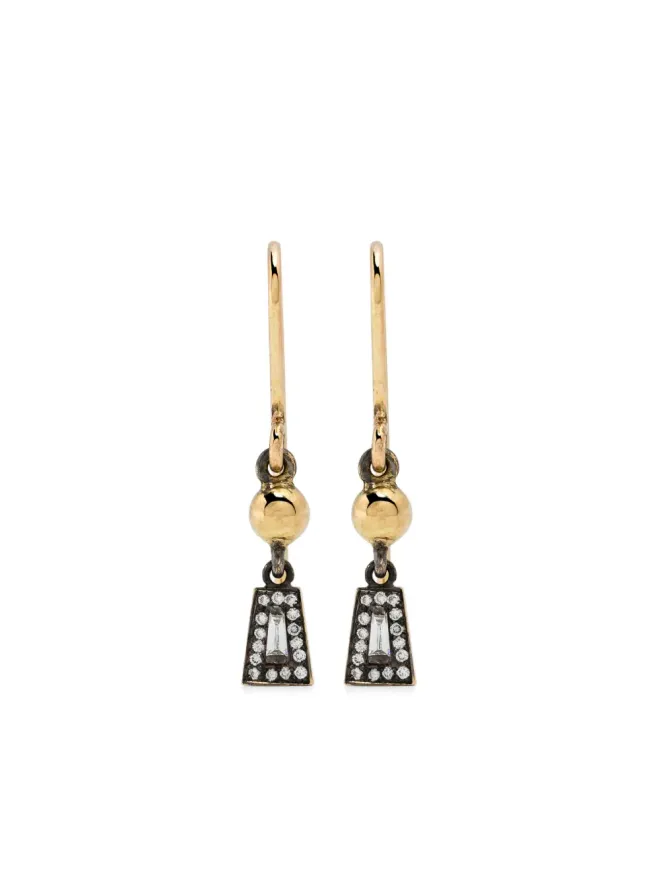 LEANDRA LEANDRA 18kt イエローゴールド テーパー＆ボール ダイヤモンド ダングルピアスの商品画像
