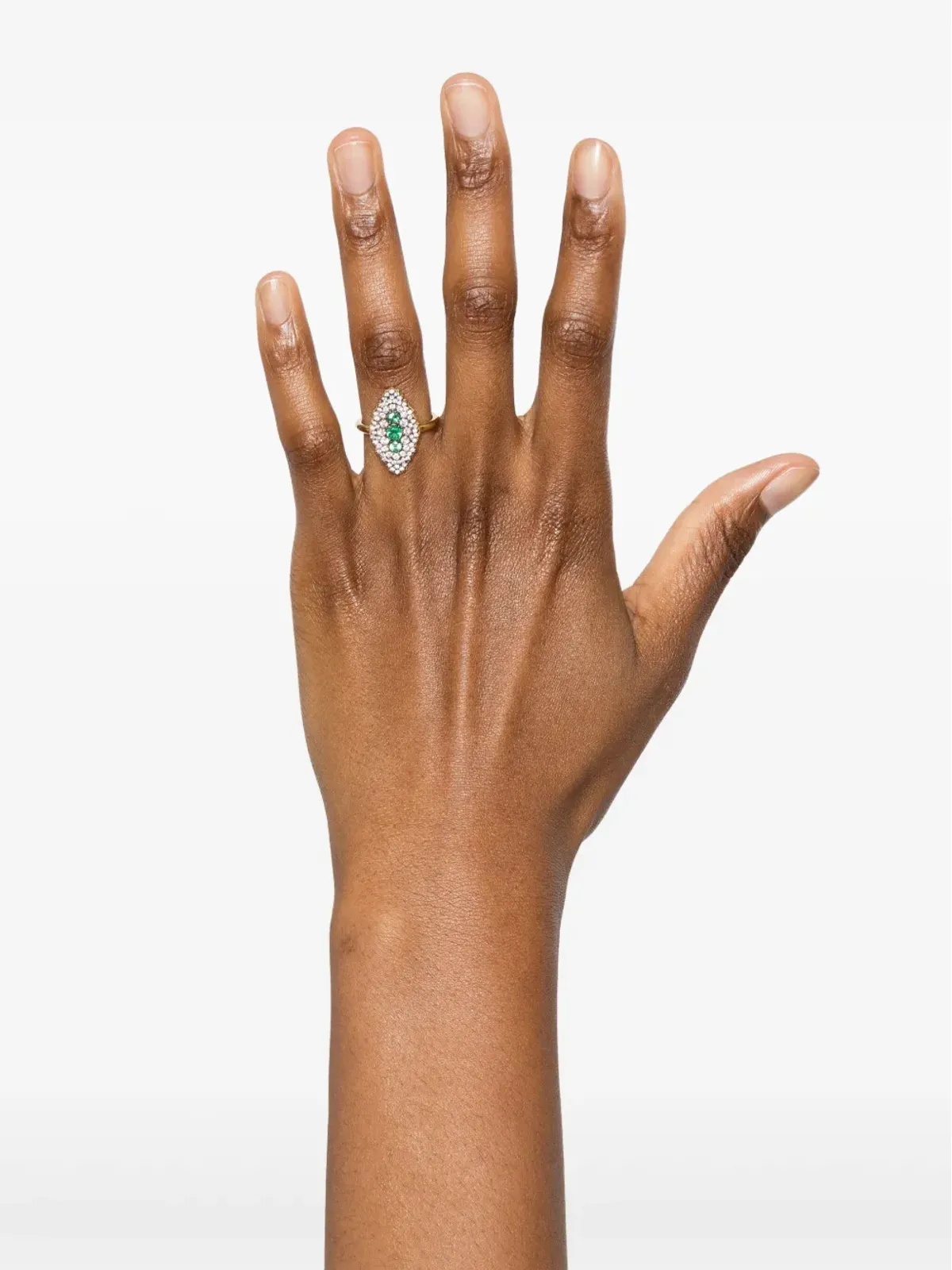 LEANDRA 18K イエローゴールド Maxi Lanzadera ダイヤモンドとエメラルドのリング - 画像2