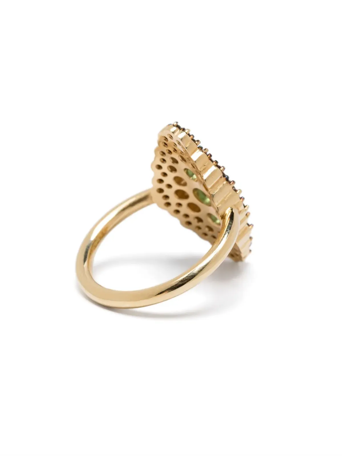 LEANDRA 18K イエローゴールド Maxi Lanzadera ダイヤモンドとエメラルドのリング - 画像3