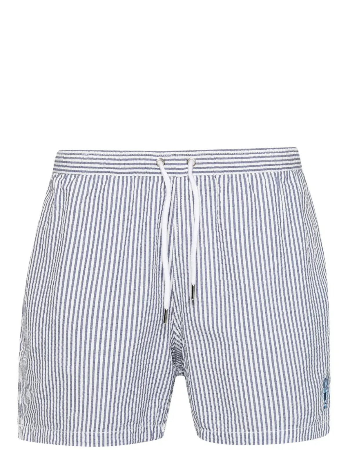 Maison Labiche ロブスター柄ストライプのシアサッカー・スイムショーツ - 画像1
