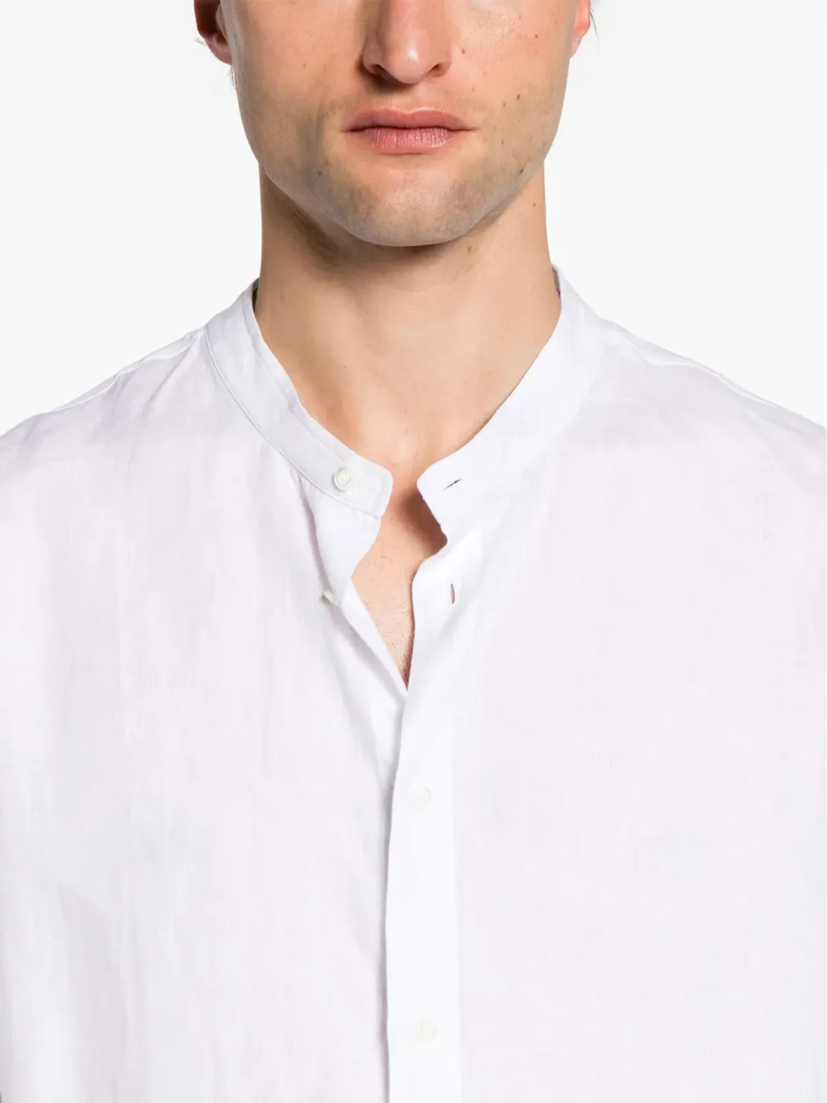 Brunello Cucinelli バンドカラー ヘンプ シャツ - 画像5