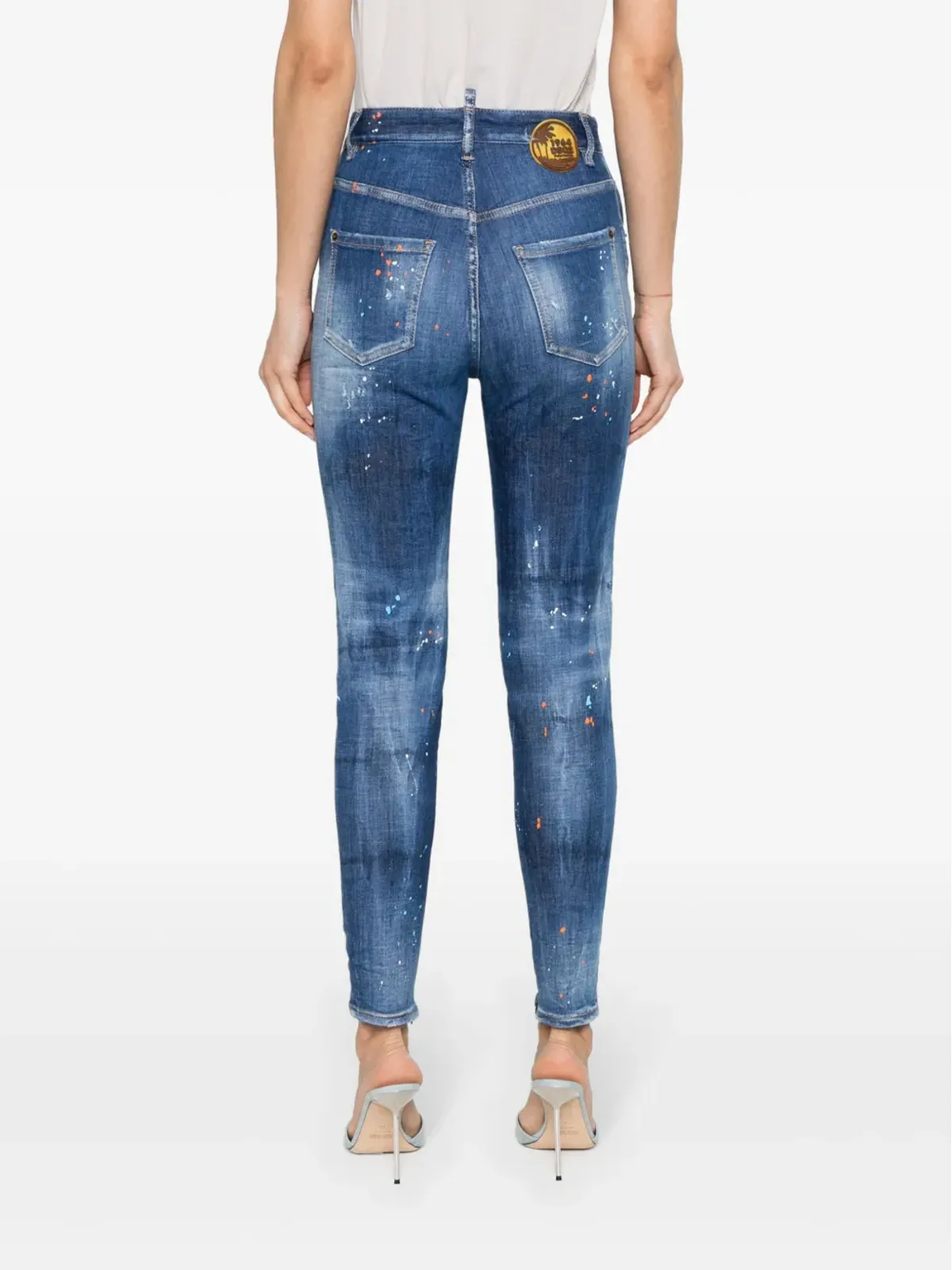 DSQUARED2 ペイント・スプラッター加工 ダメージデニム テーパードジーンズ - ブルー - 画像4