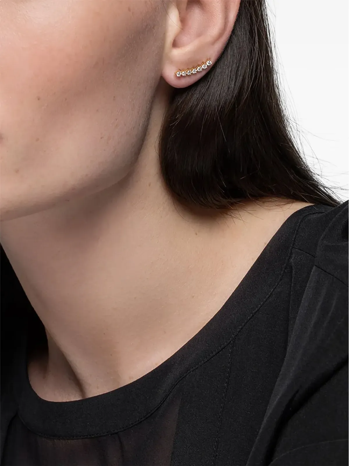 Lark & Berry 14ktホワイトゴールド モダニスト・リニア ダイヤモンド イヤリング - 画像3