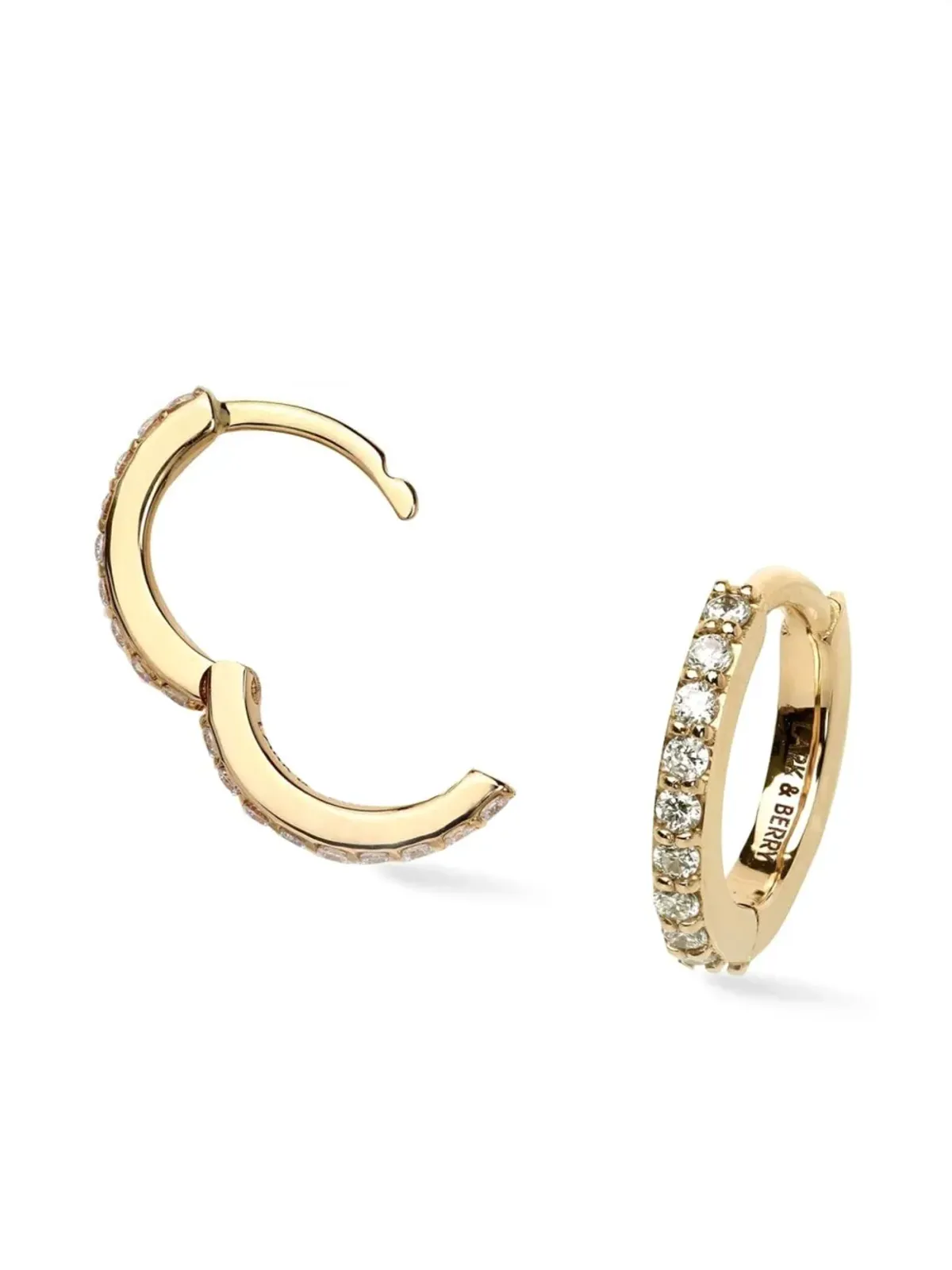 Lark & Berry 14kt イエローゴールド モダニスト ダイヤモンド フープ ピアス - 画像2