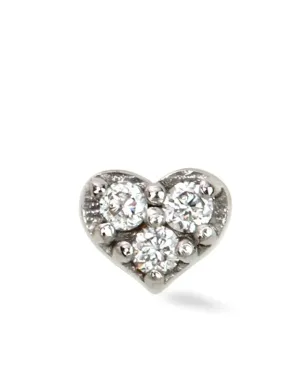 Lark & Berry 14金ホワイトゴールド ミニハート ダイヤモンド スタッド イヤリング - サムネイル1