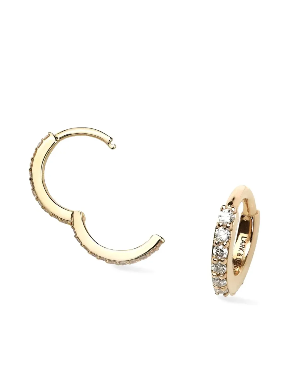 Lark & Berry 14kt イエローゴールド 小さめ モダニスト ダイヤモンド フープピアス - 画像2