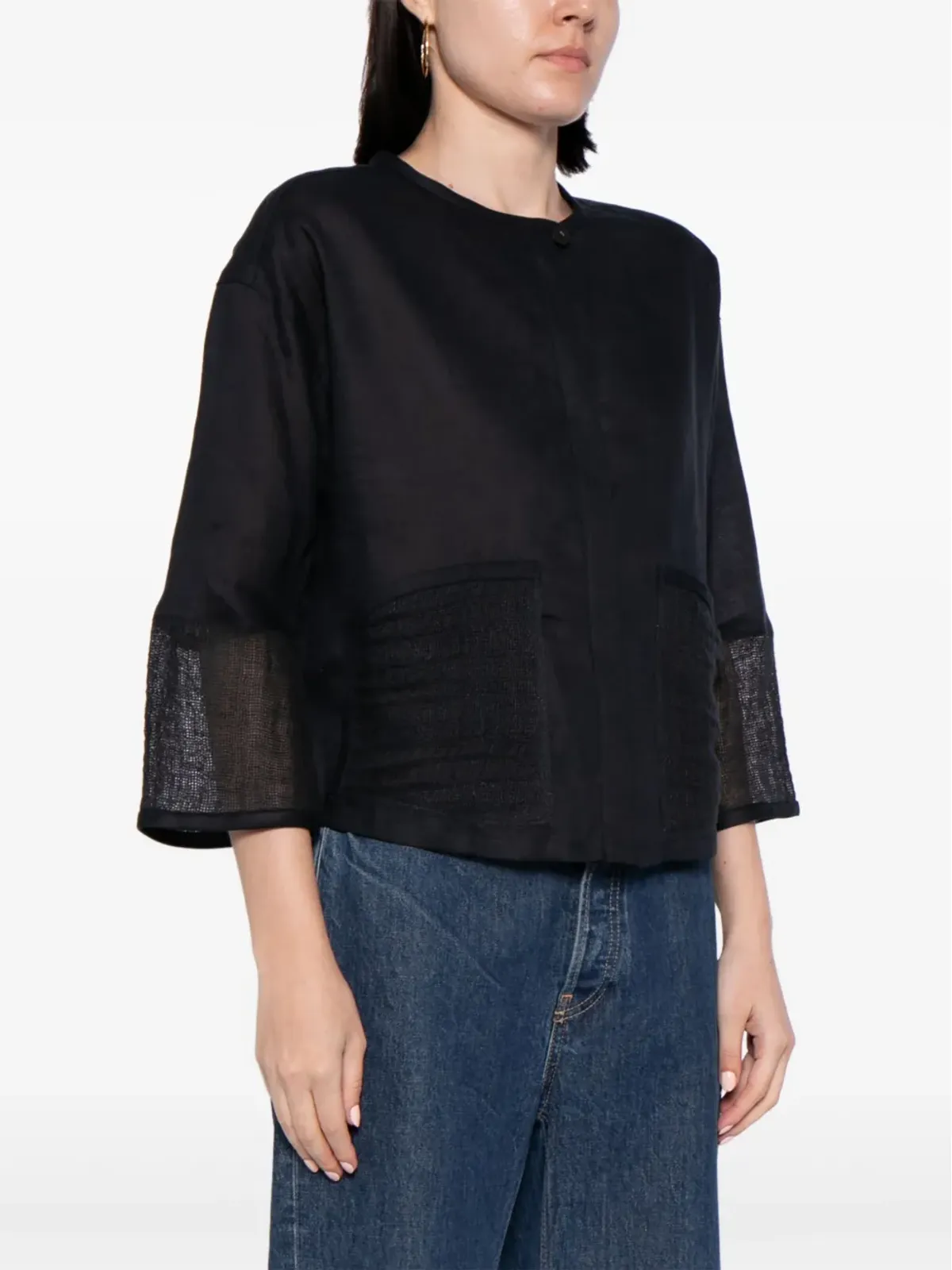 Emporio Armani panelled linen blouse - 画像3