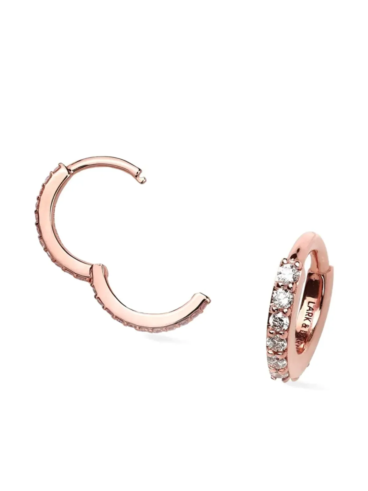 Lark & Berry 14K ローズゴールド 小さめのモダニスト ダイヤモンド フープピアス - 画像2