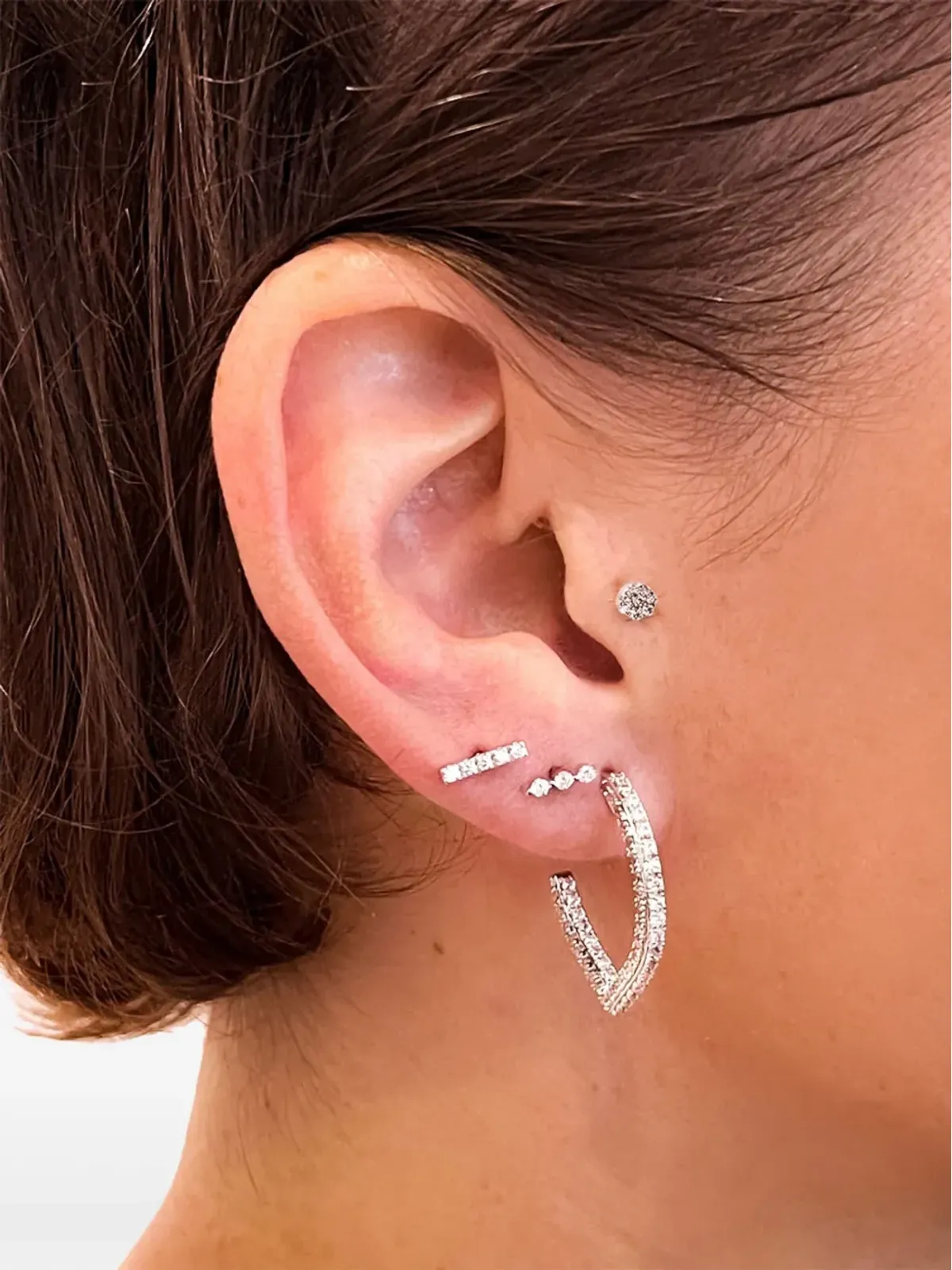 Lark & Berry 14kt white gold Modernist diamond earring - Silver - 画像3