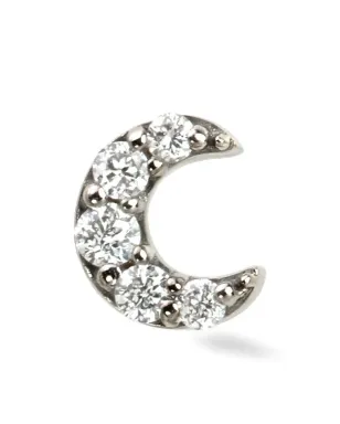 Lark & Berry 14Kホワイトゴールド ミニムーン ダイヤモンド スタッドピアス - シルバー - サムネイル1