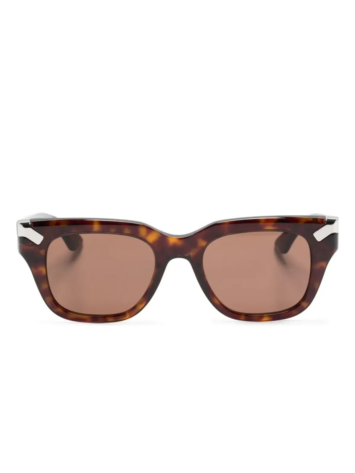 Alexander McQueen Eyewear べっ甲柄スクエアフレーム サングラス ブラウン - 画像1