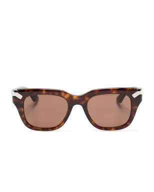 Alexander McQueen Eyewear べっ甲柄スクエアフレーム サングラス ブラウン - サムネイル1