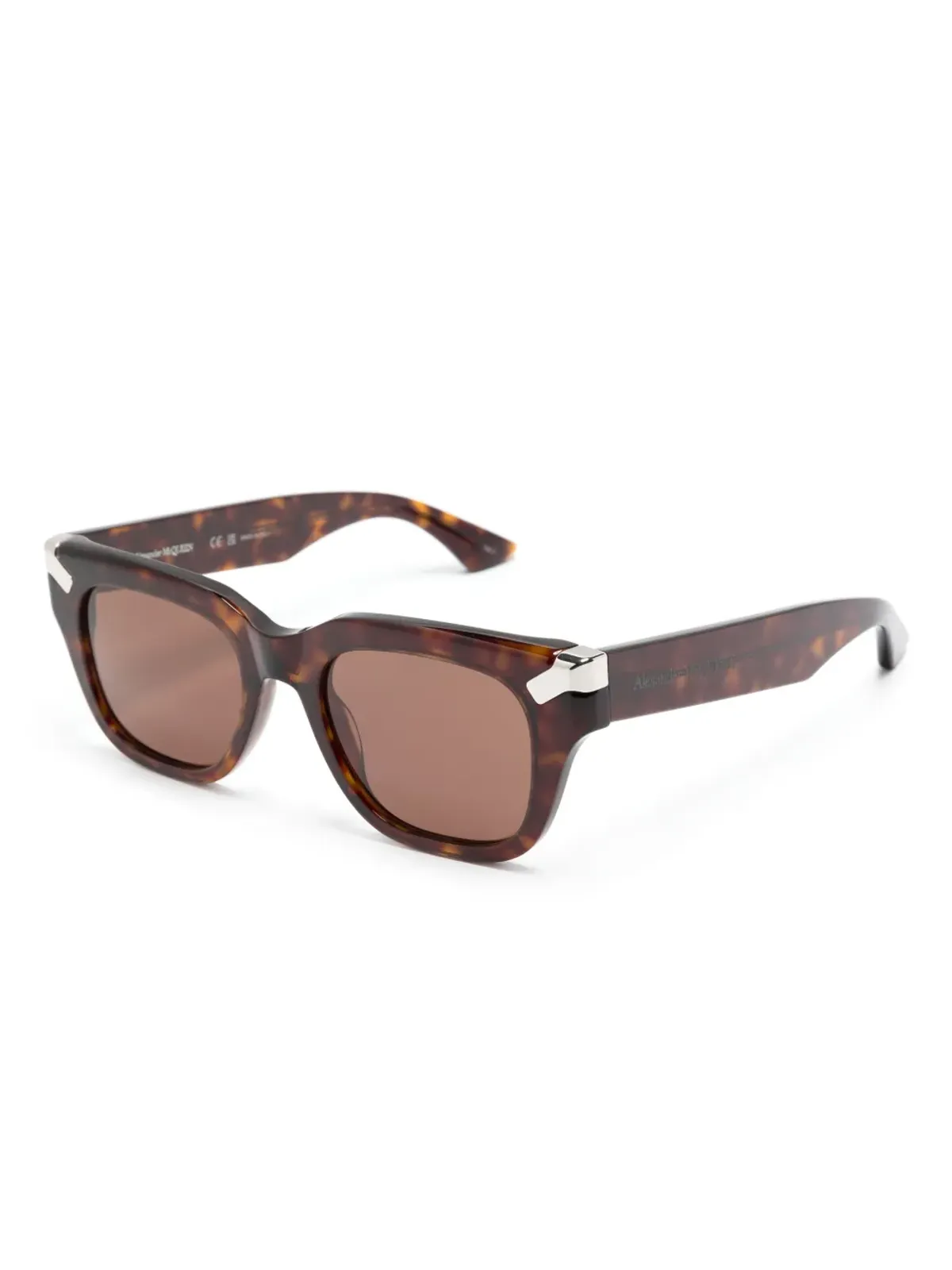 Alexander McQueen Eyewear べっ甲柄スクエアフレーム サングラス ブラウン - 画像2