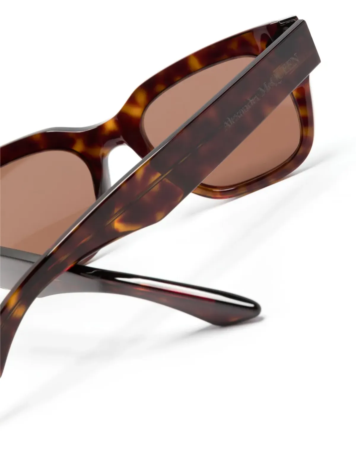 Alexander McQueen Eyewear べっ甲柄スクエアフレーム サングラス ブラウン - 画像3