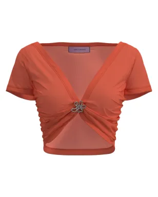 Maccapani Angela gathered-detail cropped top - Orange - サムネイル1