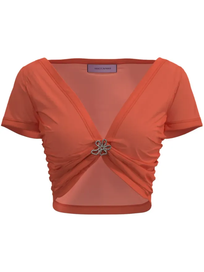 Maccapani Maccapani Angela gathered-detail cropped top - Orangeの商品画像