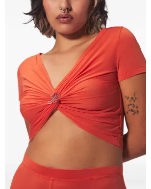 Maccapani Angela gathered-detail cropped top - Orange - サムネイル4