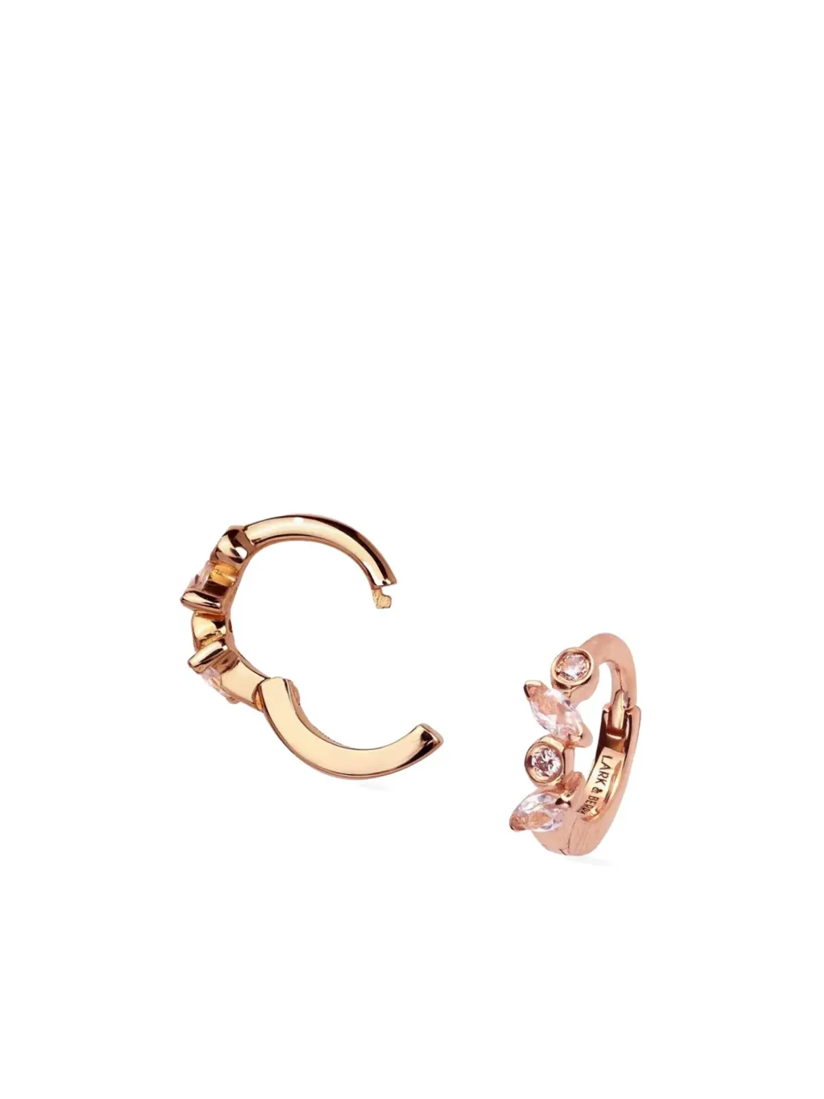 Lark & Berry 14K ローズゴールド 小さめヴェト ダイヤモンドとサファイア フープイヤリング - ピンク - 画像2
