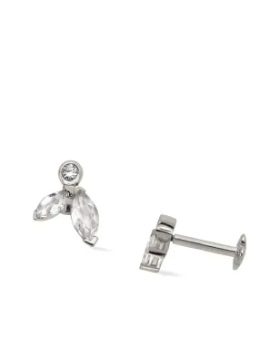 Lark & Berry 14Kホワイトゴールド Veto ダイヤモンドとサファイア ピアス - シルバー - サムネイル2