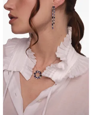 Lark & Berry ブルー ダリア テニスサファイア ドロップイヤリング - サムネイル3