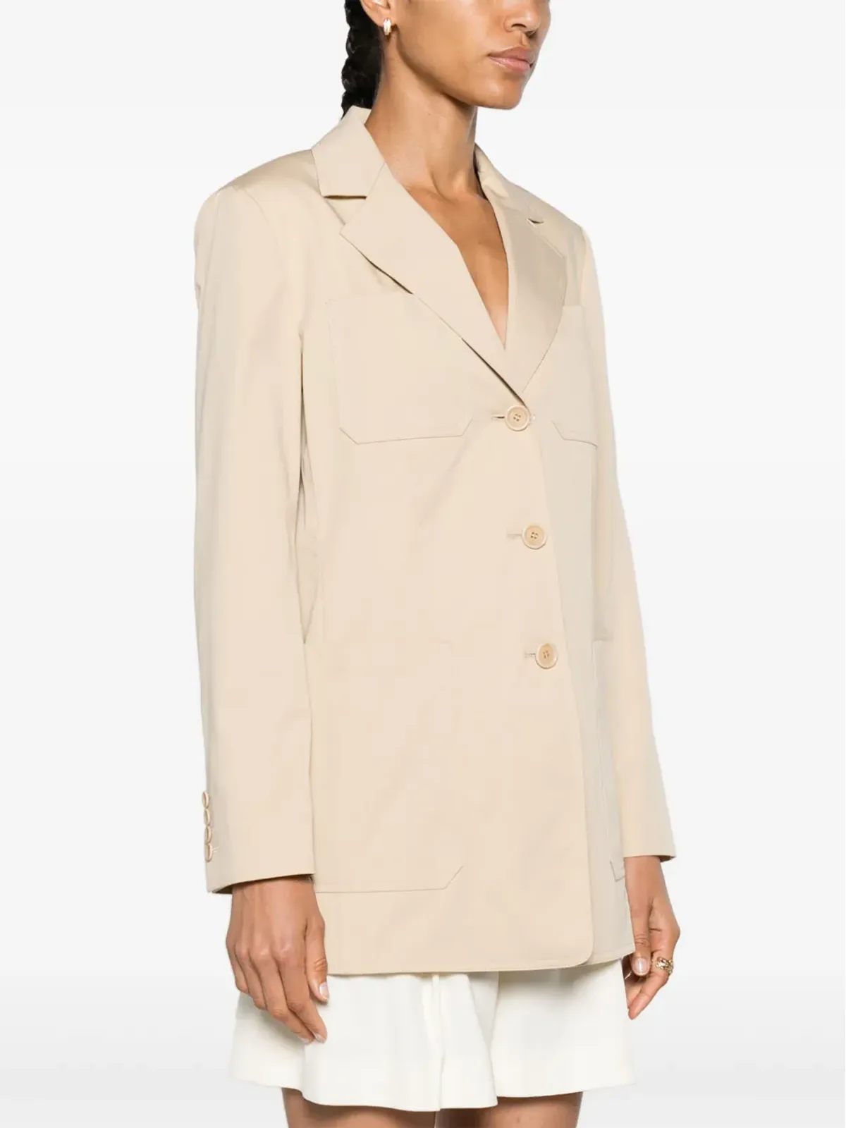 Max Mara ノッチドラペルのシングルブレストブレザー - ニュートラルカラー - 画像3