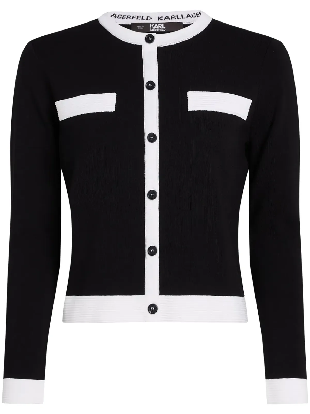 Karl Lagerfeld コントラストトリム カーディガン - ブラック - 画像1