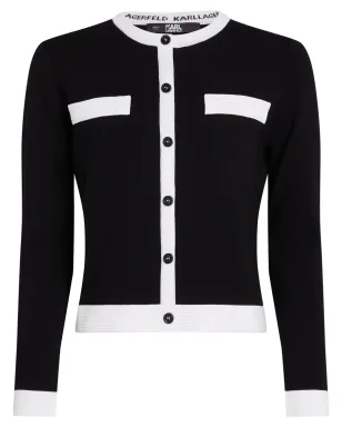 Karl Lagerfeld コントラストトリム カーディガン - ブラック - サムネイル1