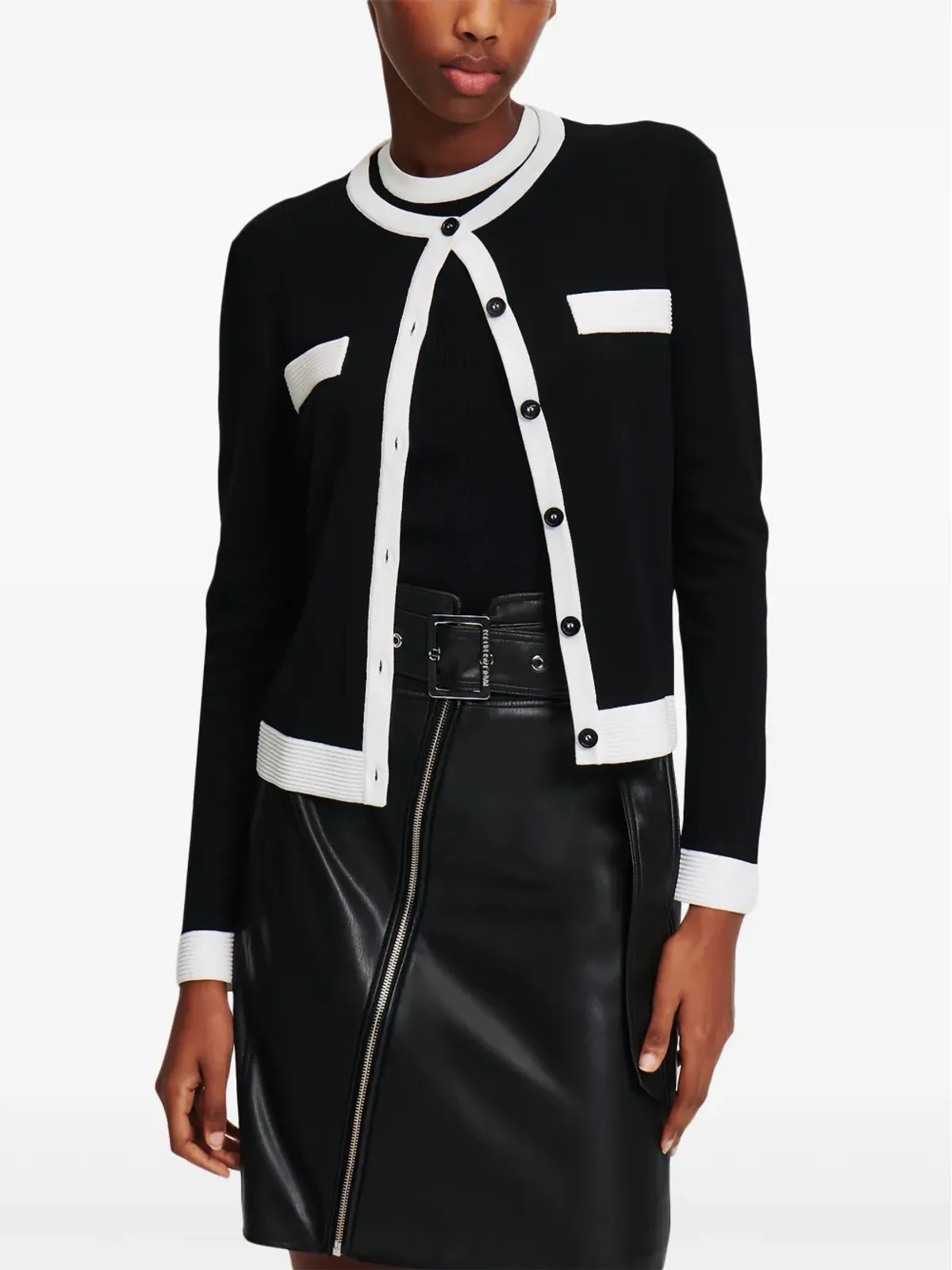 Karl Lagerfeld コントラストトリム カーディガン - ブラック - 画像3