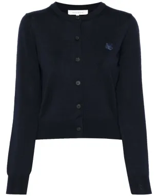 Maison Kitsuné ロゴアップリケ付きウールカーディガン - ブルー - サムネイル1
