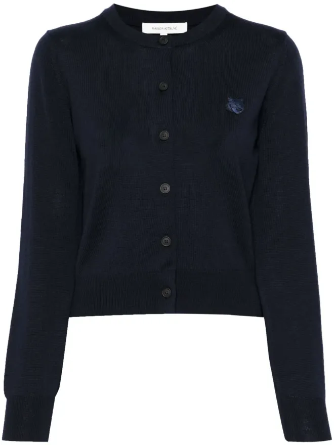 Maison Kitsuné Maison Kitsuné ロゴアップリケ付きウールカーディガン - ブルーの商品画像