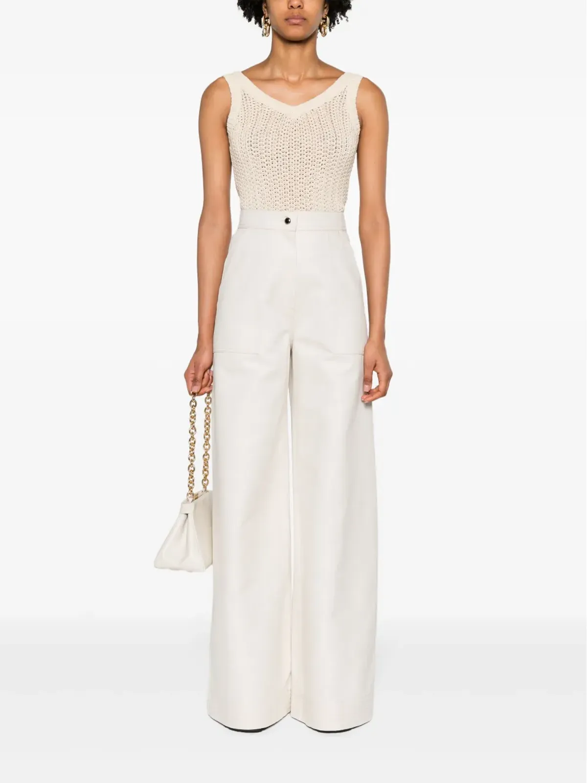 Max Mara Ghiro リブ編み ラウンドネックトップ - ベージュ系 - 画像2