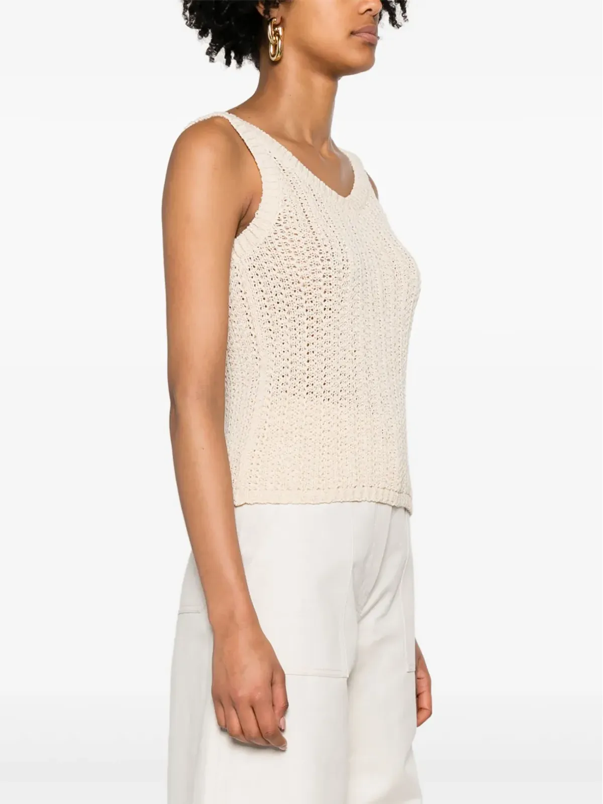 Max Mara Ghiro リブ編み ラウンドネックトップ - ベージュ系 - 画像3