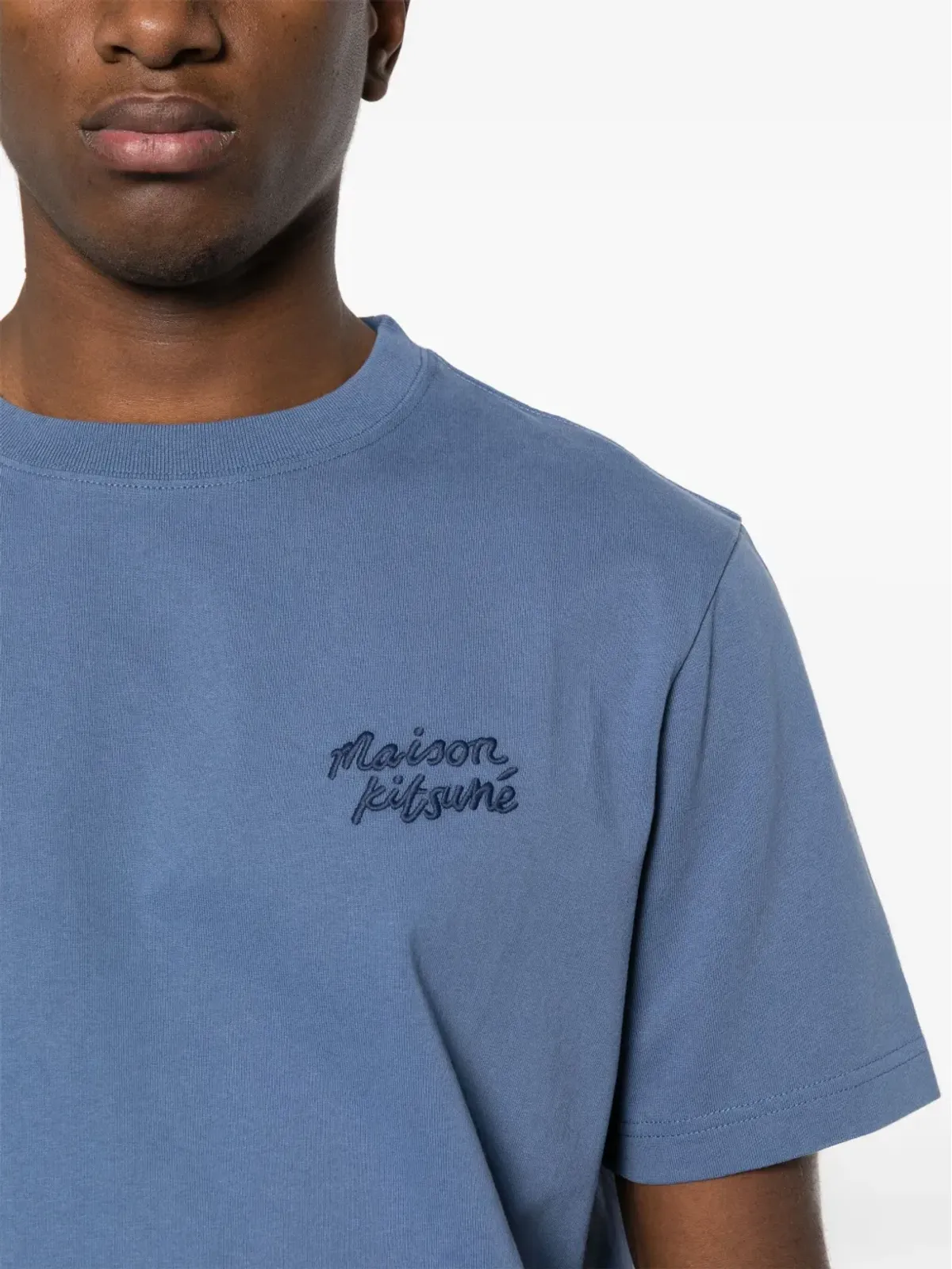 Maison Kitsuné ハンドライティング ロゴ コットン Tシャツ - ブルー - 画像5